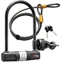 Bike U Lock with Cable - Via Velo Heavy Duty Bicycle U-Lock,14mm Shackle and 10mm x1.8m Cable with Mounting Bracket for Road, Mountain, Electric &amp; Folding Bike