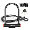 Bike U Lock Heavy Duty Bike Lock Bicycle Lock, 16mm U Lock and 3ft / 5ft / 6ft Length Security Cable with Sturdy Mounting Bracket for Bicycle, Motorcycle and More