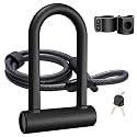 Bike U Lock Heavy Duty Bike Lock Bicycle U Lock, 16mm Shackle and 4ft/6ft Length Security Cable with Sturdy Mounting Bracket for Bicycle, Motorcycle and More