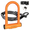 Bike U Lock Heavy Duty Bike Lock Bicycle Lock, 16mm U Lock and 3ft / 5ft / 6ft Length Security Cable with Sturdy Mounting Bracket for Bicycle, Motorcycle and More