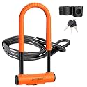 Bike U Lock Heavy Duty Bike Lock Bicycle Lock, 16mm U Lock and 3ft / 5ft / 6ft Length Security Cable with Sturdy Mounting Bracket for Bicycle, Motorcycle and More