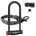 Bike U Lock Heavy Duty Bike Lock Bicycle Lock, 16mm U Lock and 3ft / 5ft / 6ft Length Security Cable with Sturdy Mounting Bracket for Bicycle, Motorcycle and More