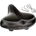 Bikeroo Wide Cruiser Saddle - Comfort Seat Fits Indoor &amp; Outdoor Bicycles - Steel Spring &amp; Elastomer Suspension - Memory Foam