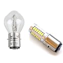 BikerWorks® S2 12V Super Bright LED Headlight bulb & S2 35w Standard Bulb for Chinese Scooter & ATV 50cc 150cc 250cc for TAO Znen Jonway Tank Baron etc 2-pack