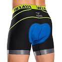 Bikewa Men's Cycling Underwear with Anti-Slip Leg Grips 4D Padded Bike Shorts MTB Liner for Bicycle Biking Riding