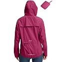 Bikewa Women's Cycling Rain Jackets Waterproof Windbreaker Lightweight Running Windproof Reflective Jacket Packable Hooded