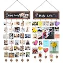 Bikoney 2-Pack Hanging Photo Display with Blackboard - Carbonized Black