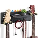 Bikoney Guitar Wall Mount Shelf with 3 Hooks, Auto Lock Dual Guitar Hanger