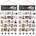 Bikoney Picture Frames Collage Photo Hanging Display Picture Board Wood Rustic Frames for Wall Decor with Blackboard and 30 Clips Weathered Grey (Pack of 2)
