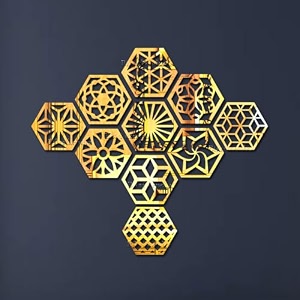 bikri kendra - 10 gold mandala hexagon mirror wall stickers mandala acrylic wall decor tiles honeycomb acrylic mirror panels for living room amp bedroom luxury home styling mandala_hexagold