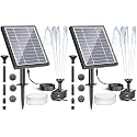 Biling Solar Fountain for Bird Bath, Solar Panel Kit Outdoor Solar Water Pump with 4ft Tubing for Hummingbird Bath, Small Pond and Fish Tank (Pack of 2)