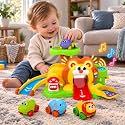 Bilingual Lion Race Track Toy for Toddlers 1-3 Boy Girl, Lights &amp; Sounds