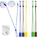 BILIONE 6Pcs Adjustable Glasses Strap, Silicone No Tail Eyeglass Holder Straps for Women Men & Kids, Sports Eyewear Retainer