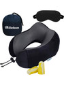 Billebon Premium Memory Foam Travel Neck Pillow Combo with Carry Bag, Ear Plugs, Neck Pillow & Eye Shade