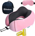 Billebon Premium Memory Foam Travel Neck Pillow Combo with Carry Bag, Ear Plugs, Neck Pillow & Eye Shade
