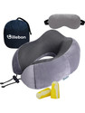 Billebon Premium Memory Foam Travel Neck Pillow Combo with Carry Bag, Ear Plugs, Neck Pillow & Eye Shade