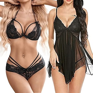 billebon women silk above the knee babydoll sleepwear lingerie night dress lingerie nightwear honeymoon babydoll free size black combo