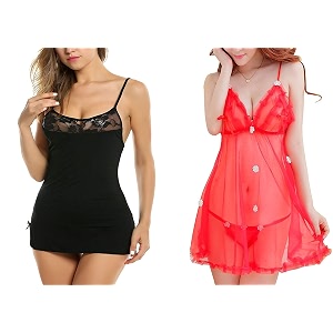 billebon women silk above knee baby doll