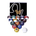 Billiard Balls Complete Set Pool Table 16 Balls with Cue Ball, Polyresin