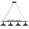 Billiard Pool Table Lights 4-Light, Black Matte Metal Shades