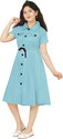 Billion Girls Below Knee Casual Dress (Light Blue, Short Sleeve)