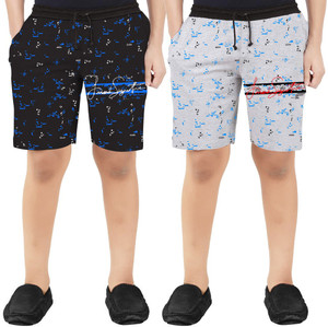 billion short for boys casual printed cotton blend multicolor pack of 2