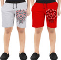 Billion Short For Boys Casual Printed Cotton Blend (Red, Pack of 2)