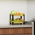 Kitchen Storage Rack | Vegetable &amp; Fruit Basket Organizer Stand | Space Saving Kitchen Trolley Shelf for Onion, Potato, Grocery Storage (2 Layer, Ivory)