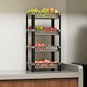 Kitchen Storage Rack | Vegetable &amp; Fruit Basket Organizer Stand | Space Saving Kitchen Trolley Shelf for Onion, Potato, Grocery Storage (4 Layer, Silver)