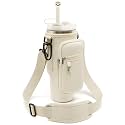 BILTRTE Water Bottle Carrier Bag for Stanley 40oz Tumbler with Phone Pocket, Water Bottle Holder Pouch with Adjustable Strap & Straw Cover, Stanley Cup Accessories