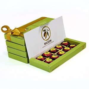 bilzen gourmet dark chocolates with dates and roasted pistachio gift box  no preservative  no added sugar  healthy snacks  10 piece pack of 1