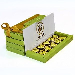 bilzen gourmet milk chocolates with dates and roasted pistachio gift box  no preservative  no added sugar  healthy snacks  10 piece pack of 1