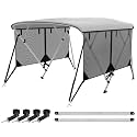 Bimini Top for Boats Boat Canopy with Mesh Sidewalls (Grey, 4 Bow 91"-96"W)