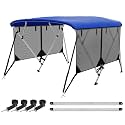 Bimini Top for Boats Boat Canopy with Mesh Sidewalls (Blue, 4 Bow 79"-84"W)