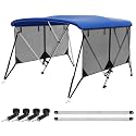 Bimini Top for Boats Boat Canopy with Mesh Sidewalls (Blue, 3 Bow 79"-84"W)