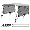 Bimini Top for Boats Boat Canopy with Mesh Sidewalls (Grey, 3 Bow 79"-84"W)