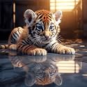 Bimkole 5D Diamond Painting Kits for Adults Tiger Reflection, Full Drill Animal DIY Rhinestone Embroidery Set Paint with Diamonds Art by Number Kits Cross Stitch Home Wall Craft Decoration 12X12 inch
