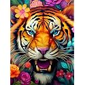 Bimkole 5D Diamond Painting Kits for Adults Tiger, Full Drill Animal Flower DIY Rhinestone Embroidery Set Paint with Diamonds Art by Number Kits Cross Stitch Home Wall Craft Decoration 12X16 inch
