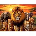 Bimkole 5D Diamond Painting Kits Lion and Elephant, Full Drill Animal Tiger DIY Rhinestone Embroidery Set Paint with Diamonds Art by Number Kits Cross Stitch Home Wall Craft Decoration 12X16 inch
