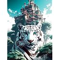 Bimkole 5D Diamond Painting Kits White Tiger, Full Drill Animal Tree House DIY Rhinestone Embroidery Set Paint with Diamonds Art by Number Kits Cross Stitch Home Wall Craft Decoration 12X16 inch