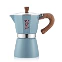 Bincoo Blue Moka Pot 6 Cups, Espresso Maker Stovetop, Aluminum Espresso Pot Classic Italian Coffee Maker,Single Safety Valve