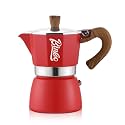 Bincoo Espresso Maker Stovetop, Moka Pot 3 Cups, Espresso Pot Classic Italian Coffee Maker,Single Safety Valve (Red, 3 Cup)