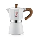 Bincoo Espresso Maker Stovetop, Moka Pot 6 Cups, Espresso Pot Classic Italian Coffee Maker,Single Safety Valve (White, 6 Cup)
