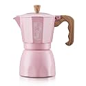 Bincoo Pink Espresso Maker Stovetop - Classic Aluminum Italian Coffee Maker,4 Cups Moka Pot for Italian and Cuban Café Brewing, Double Valve Extraction (Pink, 4 Cups)