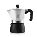Bincoo Stovetop Espresso Maker,Classic Aluminum Italian Coffee Maker,2Cups Moka Pot for Italian and Cuban Café Brewing, Double Valve Extraction (White-Black, 2 Cups)