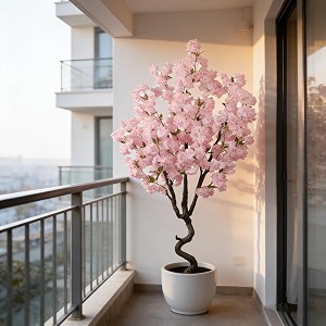 BINCUE Artificial Pink Cherry Blossom Tree Fake