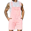 Bindefon Denim Overalls for Men Short Jumpsuit Work Bib Coveralls