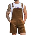 Bindefon Denim Overalls for Men Short Jumpsuit Work Bib Coveralls