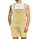 Bindefon Denim Overalls for Men Short Jumpsuit Work Bib Coveralls