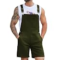 Bindefon Denim Overalls for Men Short Jumpsuit Work Bib Coveralls
